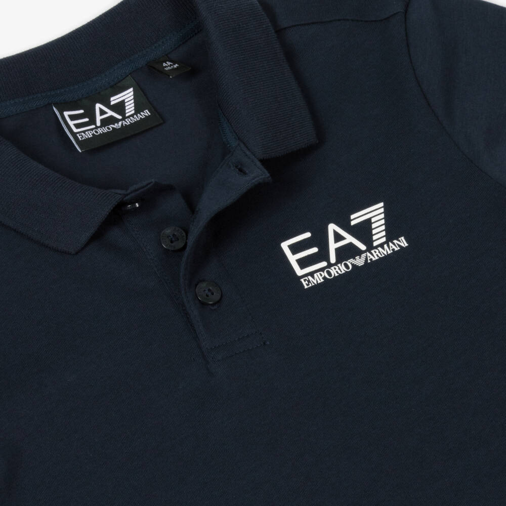 EA7 Emporio Armani-Boys Classic Navy Cotton Polo | Childrensalon Outlet