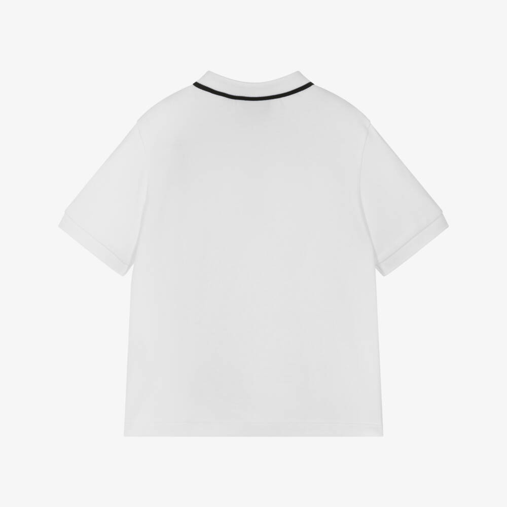 EA7 Emporio Armani-Boys Classic White Piqué Polo Top | Childrensalon Outlet