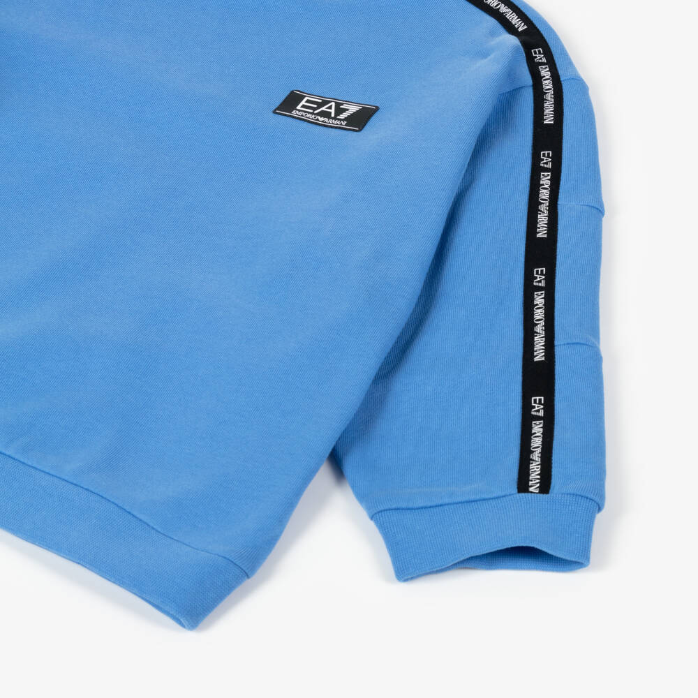EA7 Emporio Armani-Boys Cozy Blue Logo Knit Top | Childrensalon Outlet