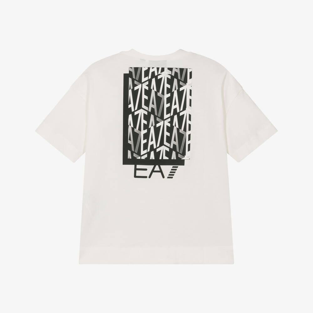 EA7 Emporio Armani-Boys Creamy Logo Tee by EA7 | Childrensalon Outlet