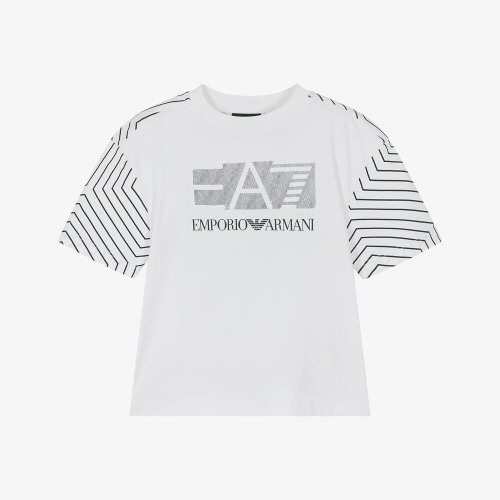 EA7 Emporio Armani-Boys Crisp Geometric Cotton Tee | Childrensalon Outlet