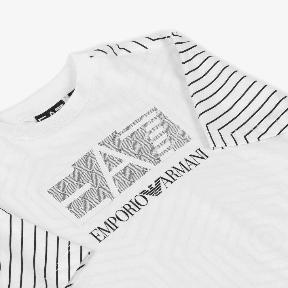 EA7 Emporio Armani-Boys Crisp Geometric Cotton Tee | Childrensalon Outlet