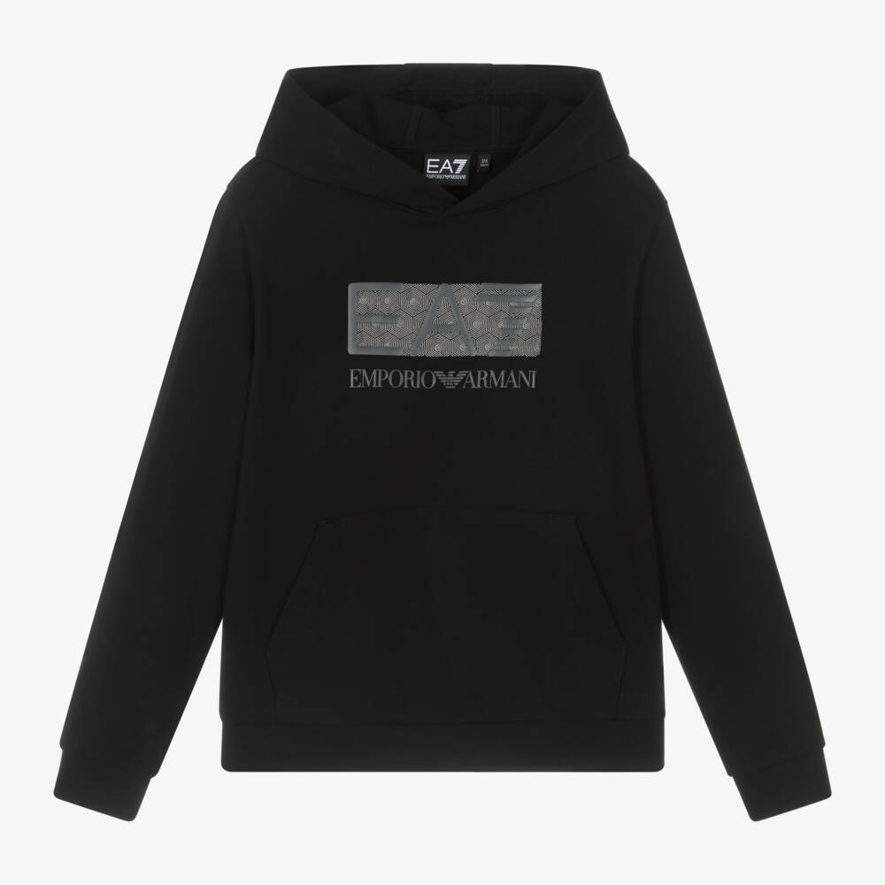 EA7 Emporio Armani-Boys Dark Cotton Comfort Hoodie | Childrensalon Outlet