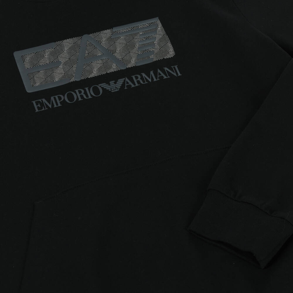 EA7 Emporio Armani-Boys Dark Cotton Comfort Hoodie | Childrensalon Outlet