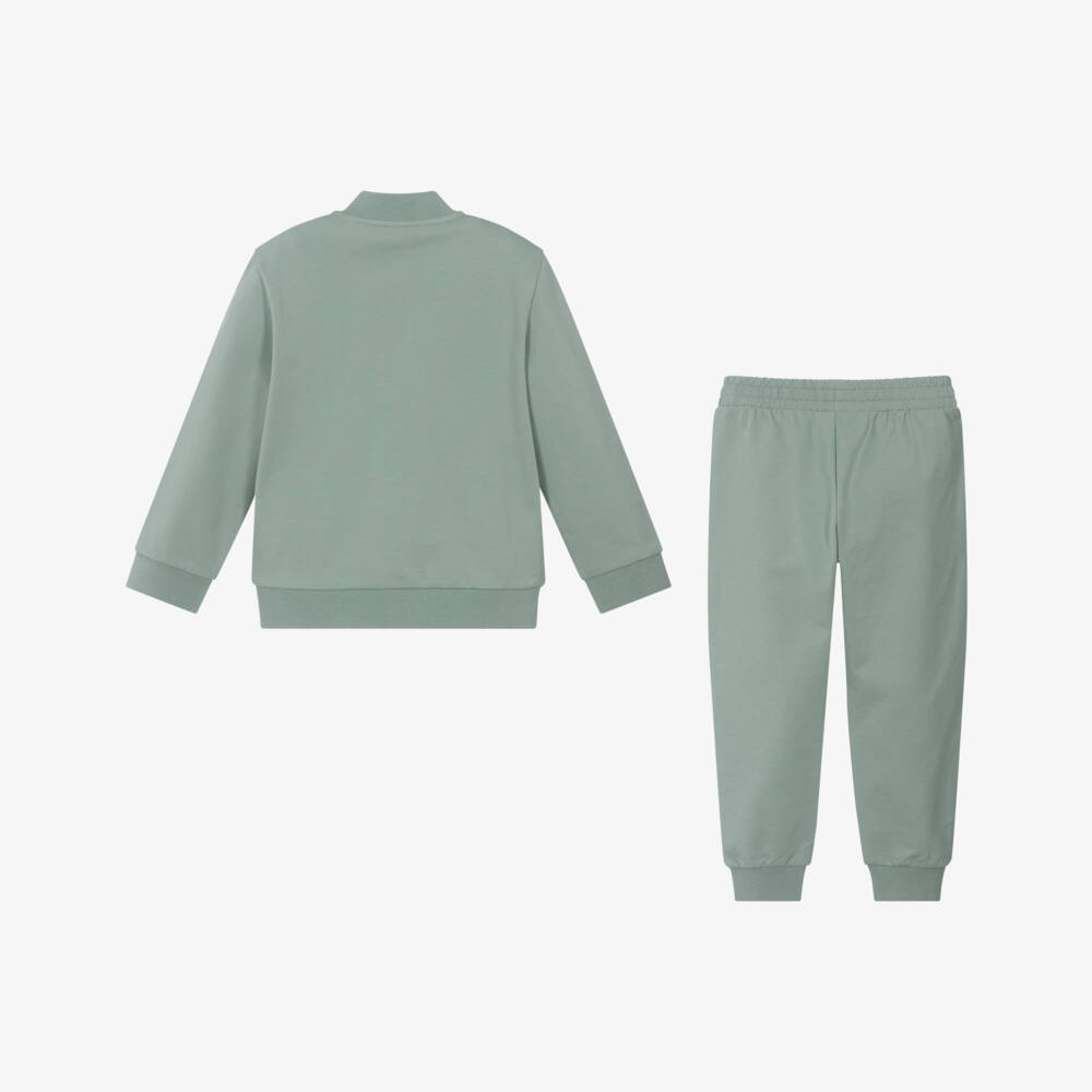 EA7 Emporio Armani-Boys Emerald Cotton Track Ensemble | Childrensalon Outlet