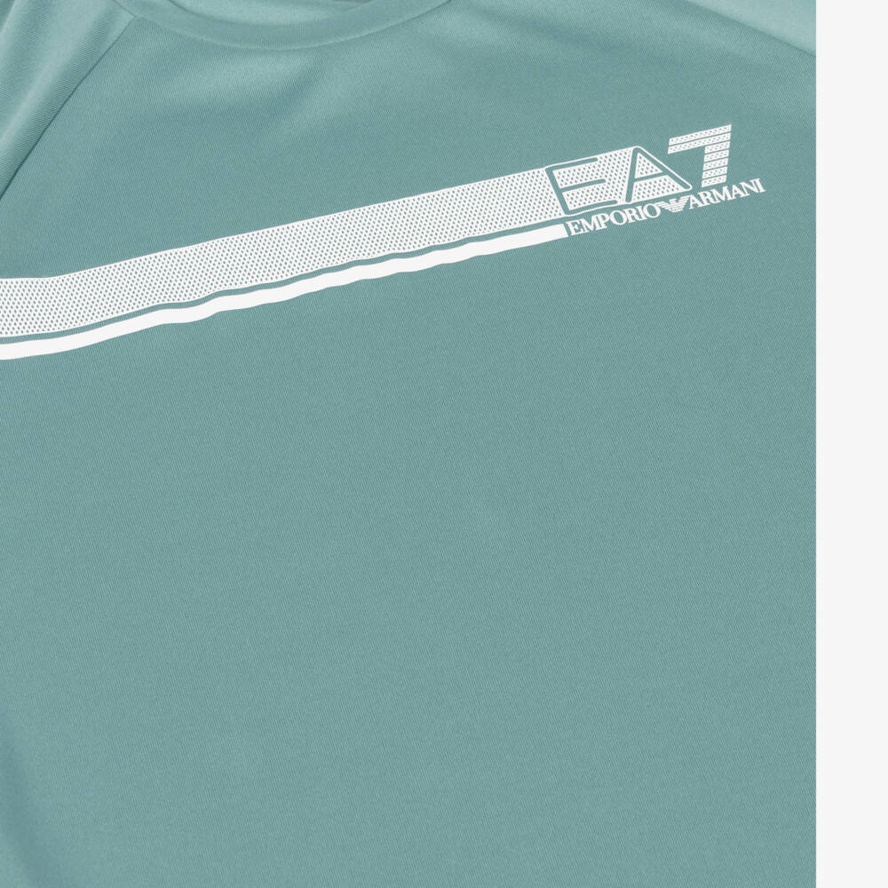 EA7 Emporio Armani-تيشيرت نشط أخضر نقي للأولاد | Childrensalon Outlet