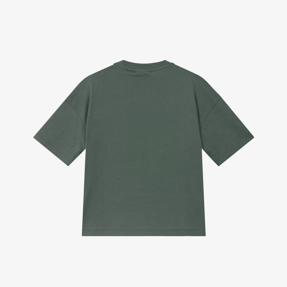 EA7 Emporio Armani-Boys Green Block Pattern T-Shirt | Childrensalon Outlet