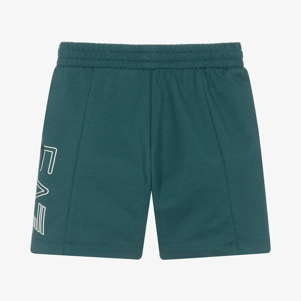 EA7 Emporio Armani Boys Green Cotton Logo Shorts