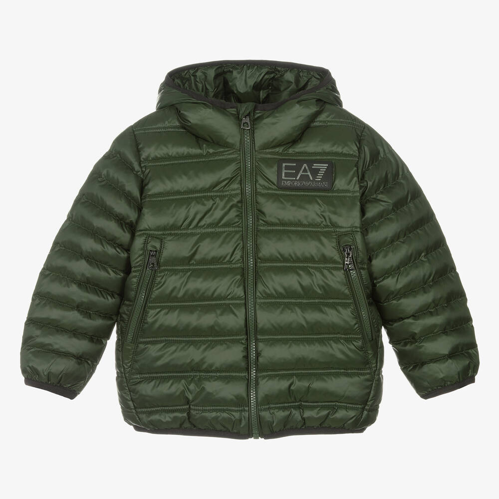 EA7 Emporio Armani - Grüne Steppjacke für Jungen | Childrensalon