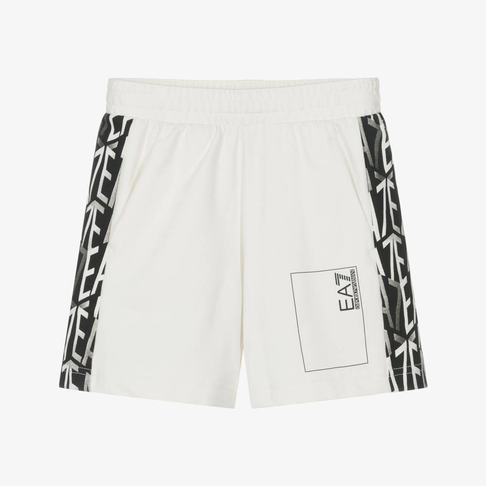 EA7 Emporio Armani-Boys Ivory Logo Jersey Shorts | Childrensalon Outlet