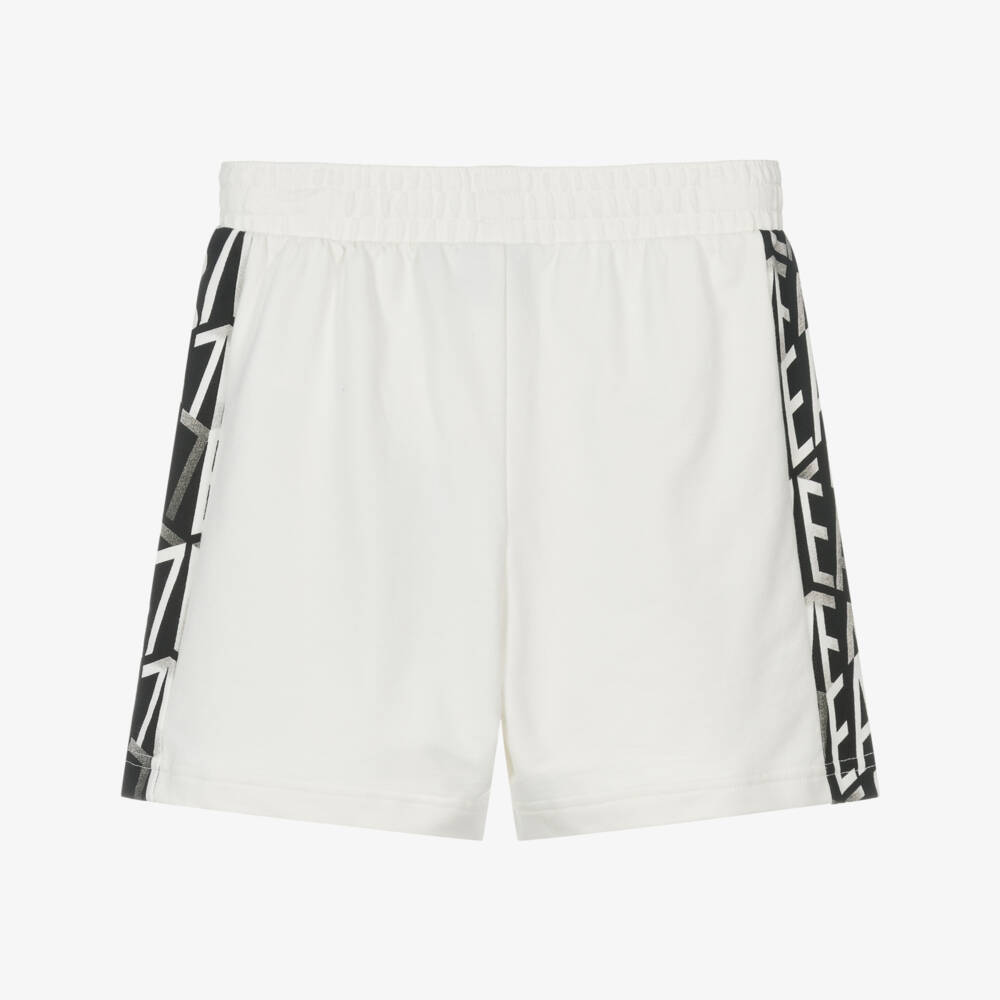 EA7 Emporio Armani-Boys Ivory Logo Jersey Shorts | Childrensalon Outlet