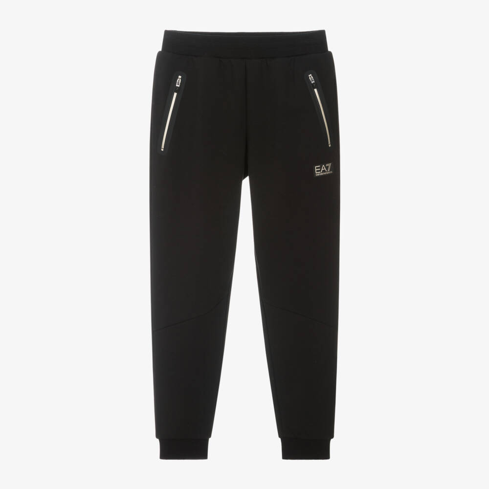 EA7 Emporio Armani-Хлопковые джоггеры с карманами черного цвета для мальчиков | Childrensalon Outlet