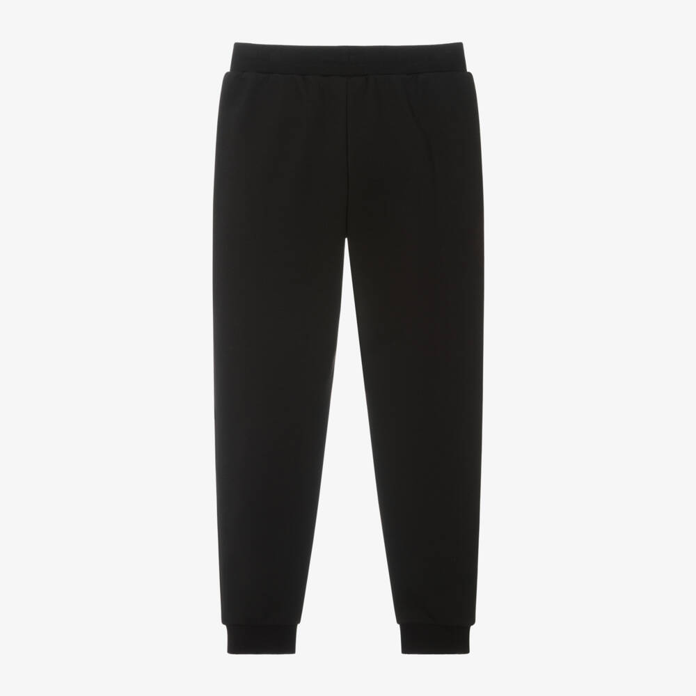 EA7 Emporio Armani-Boys Jet-Black Cotton Pocket Joggers | Childrensalon Outlet