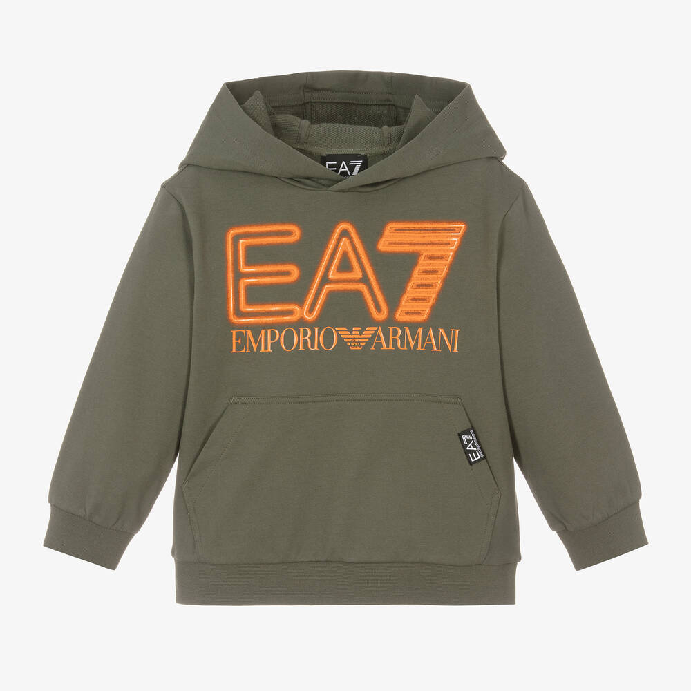 Boys Khaki Green Cotton Hoodie