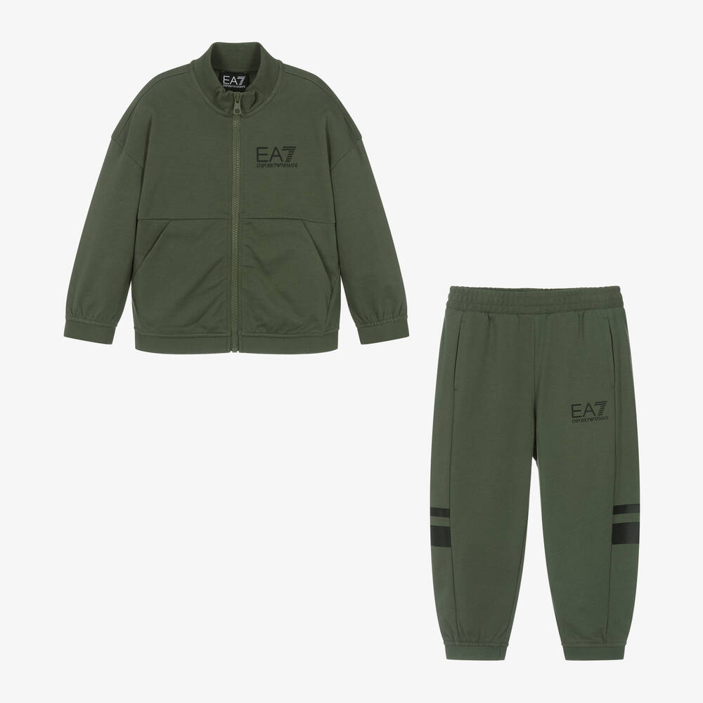 Boys khaki green tracksuit hotsell