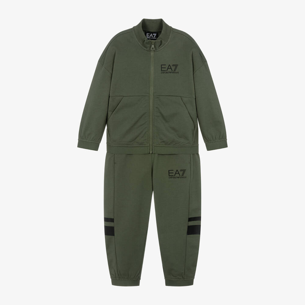Ea7 khaki tracksuit sales