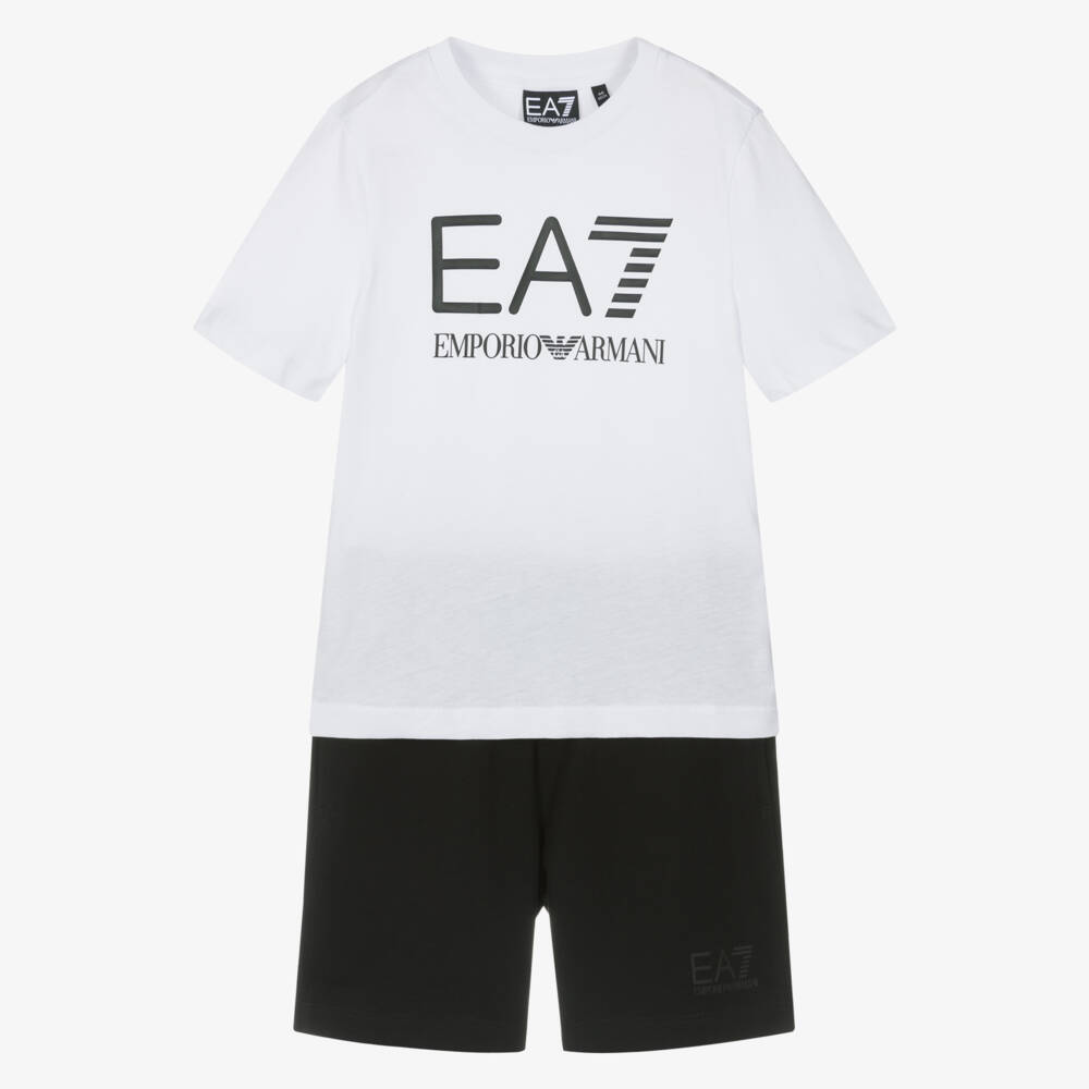 EA7 Emporio Armani-Boys Monochrome Cotton Ensemble Set | Childrensalon Outlet
