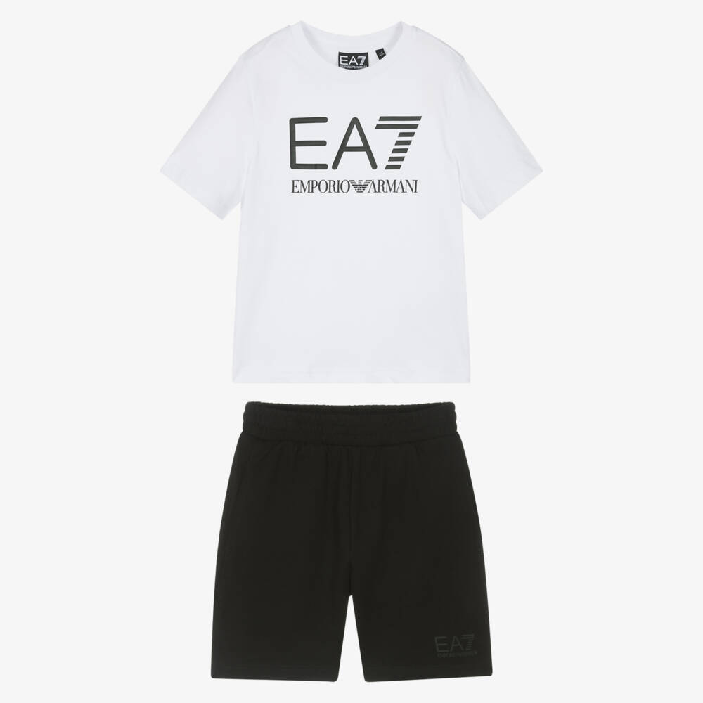 EA7 Emporio Armani-Boys Monochrome Cotton Ensemble Set | Childrensalon Outlet