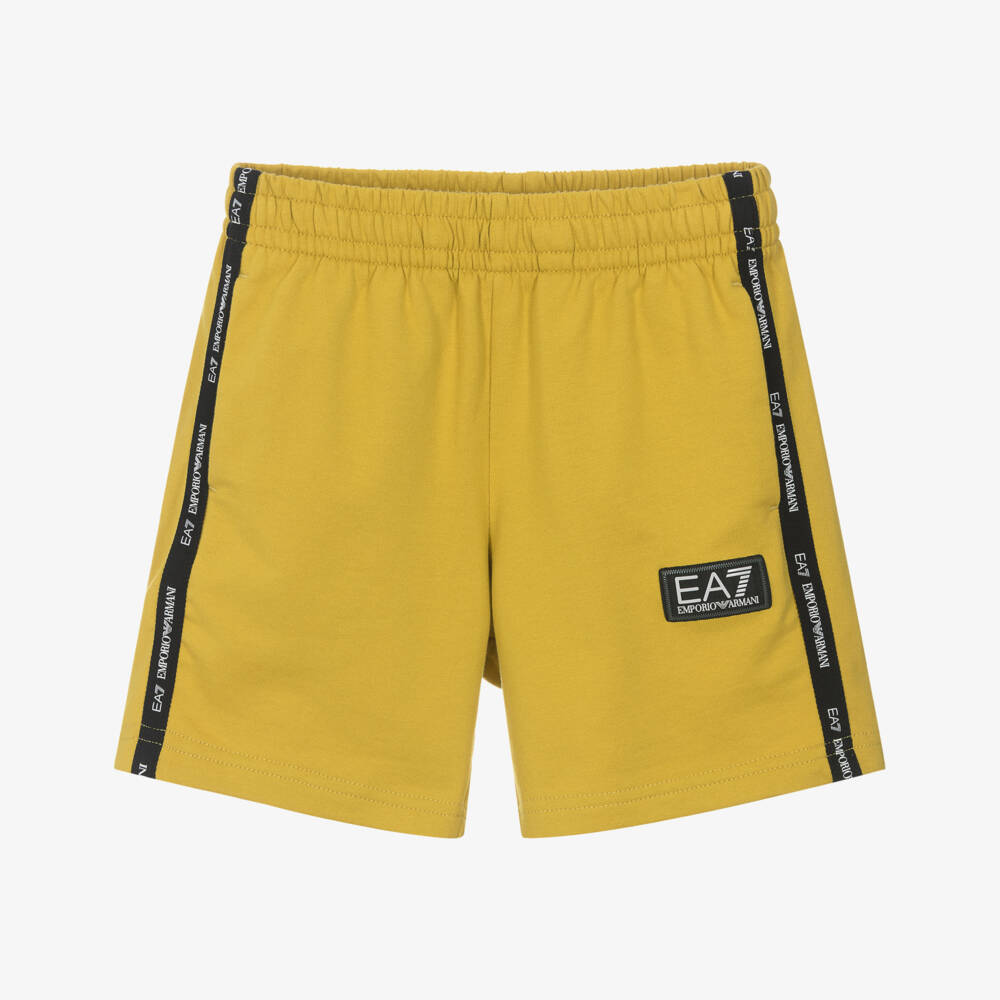 EA7 Emporio Armani-Boys Mustard Jersey Drawstring Shorts | Childrensalon Outlet