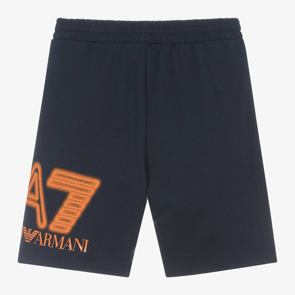 EA7 Emporio Armani Boys Navy Blue Cotton Oversized Shorts