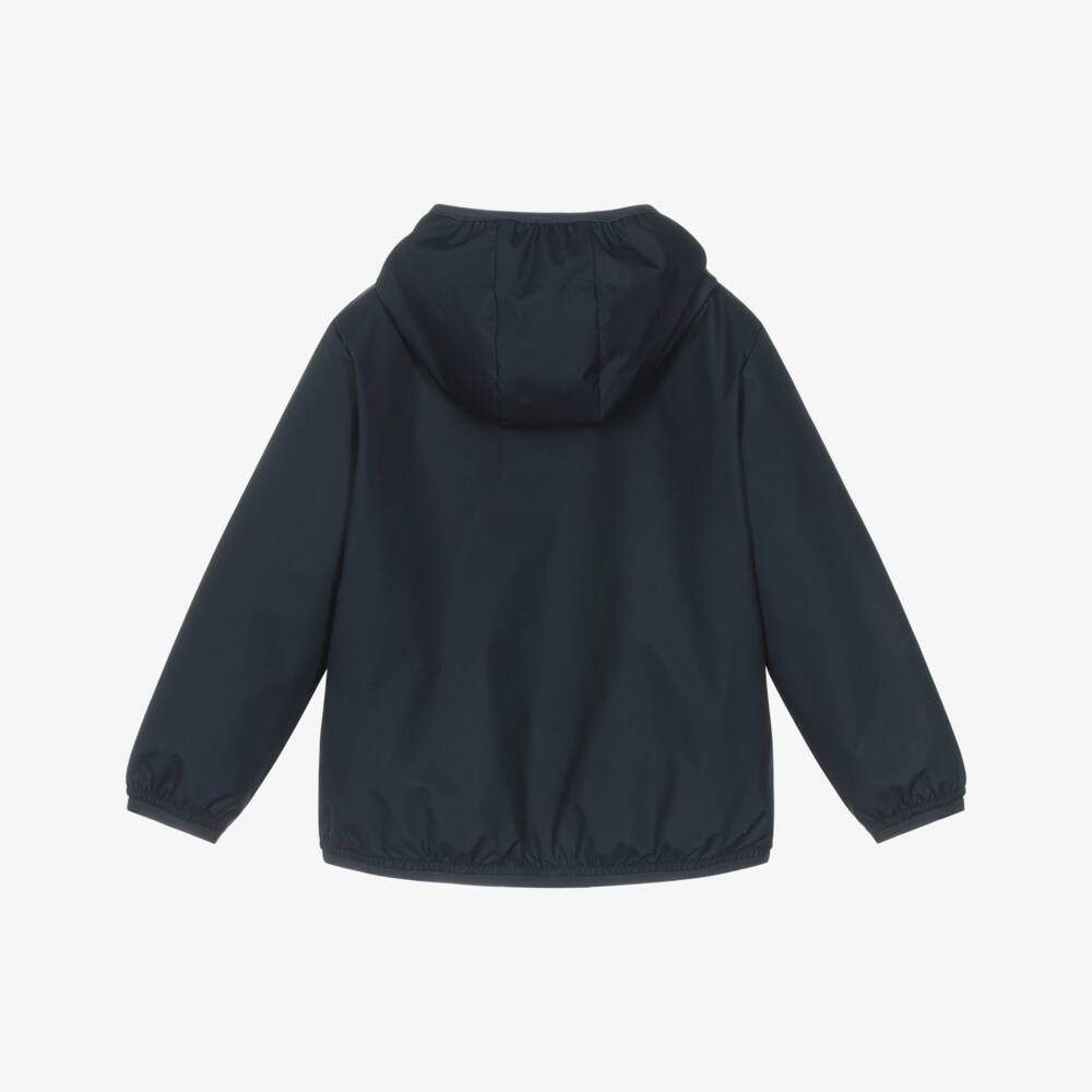 EA7 Emporio Armani-Boys Navy Blue Hooded Jacket | Childrensalon Outlet