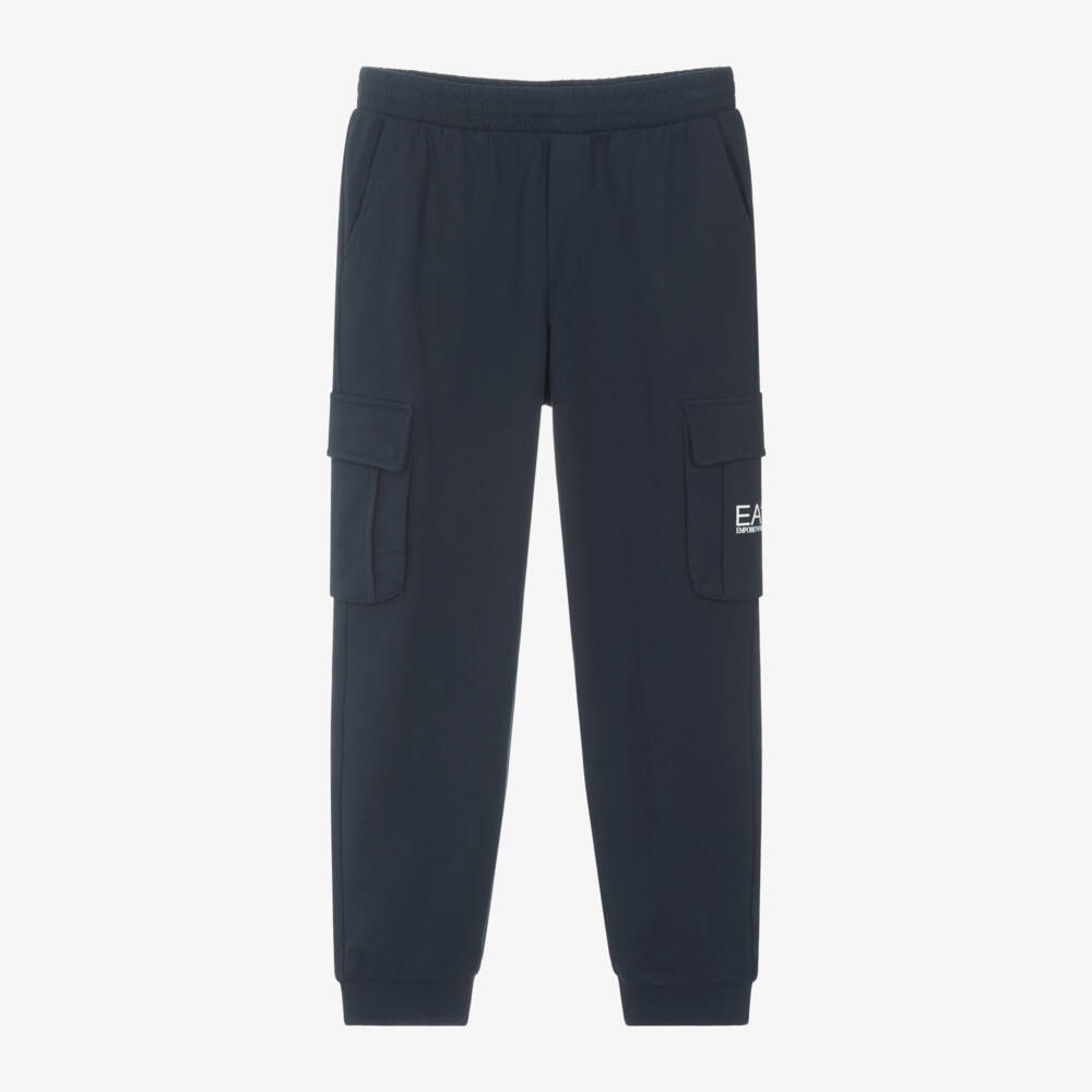 EA7 Emporio Armani-Boys Navy Cargo Cotton Joggers | Childrensalon Outlet