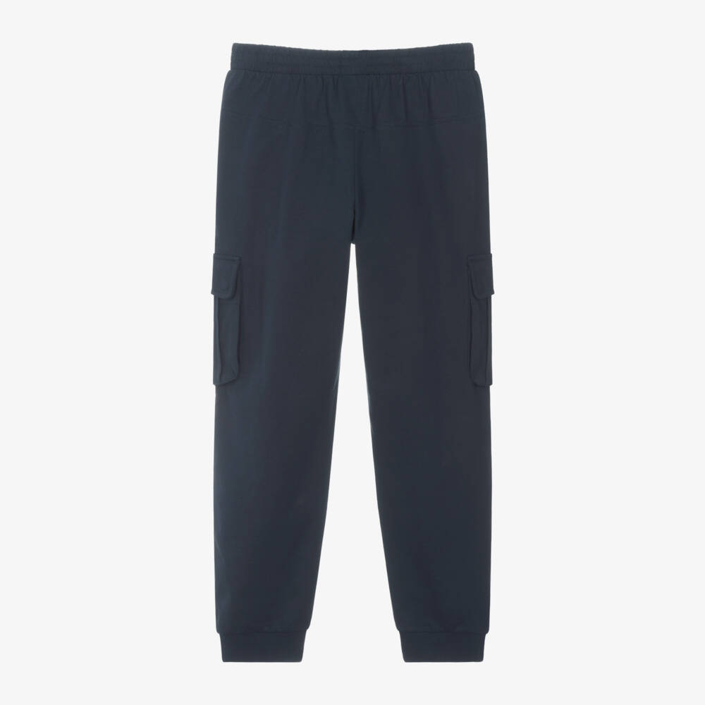 EA7 Emporio Armani-Синие хлопковые джоггеры карго для мальчиков | Childrensalon Outlet
