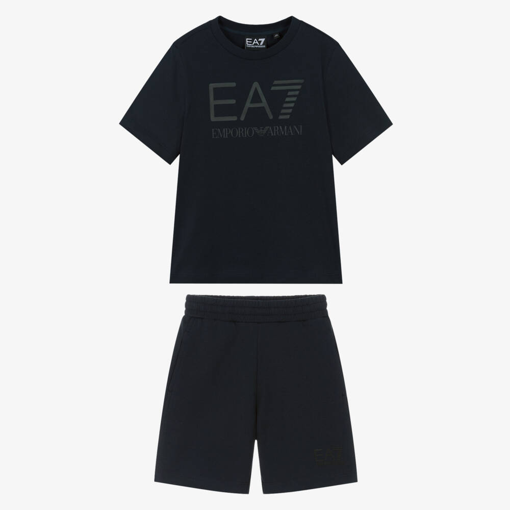 EA7 Emporio Armani-Boys Navy Cotton Leisure Ensemble | Childrensalon Outlet