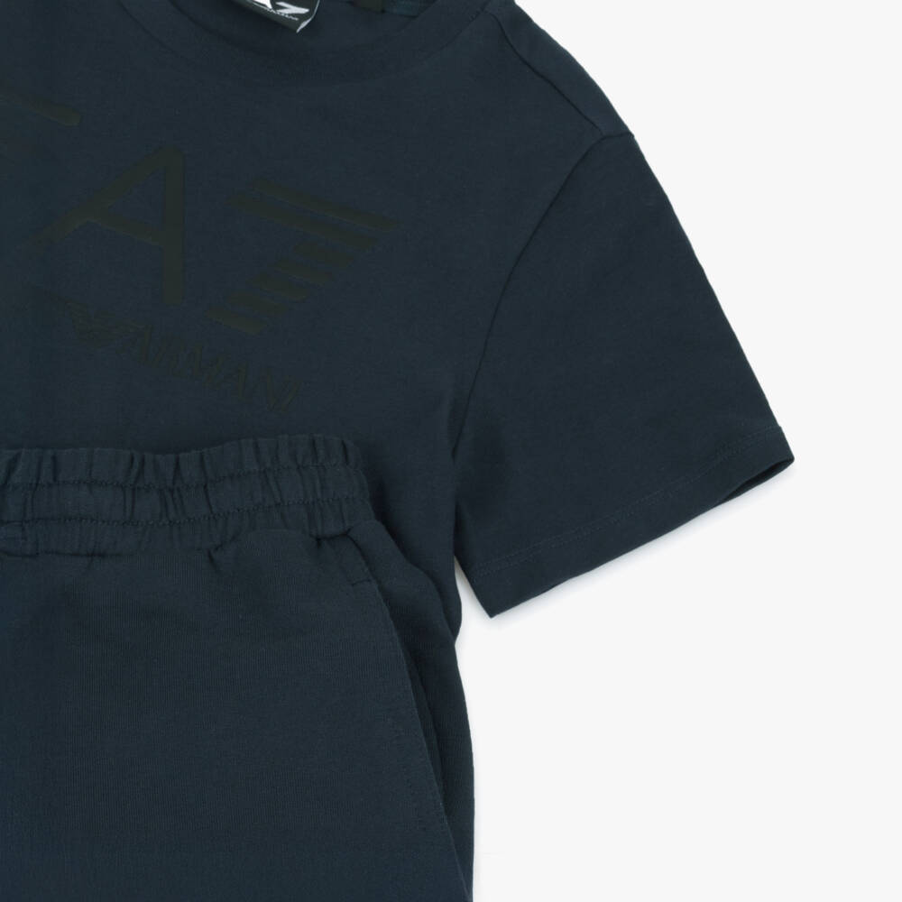 EA7 Emporio Armani-Boys Navy Cotton Leisure Ensemble | Childrensalon Outlet