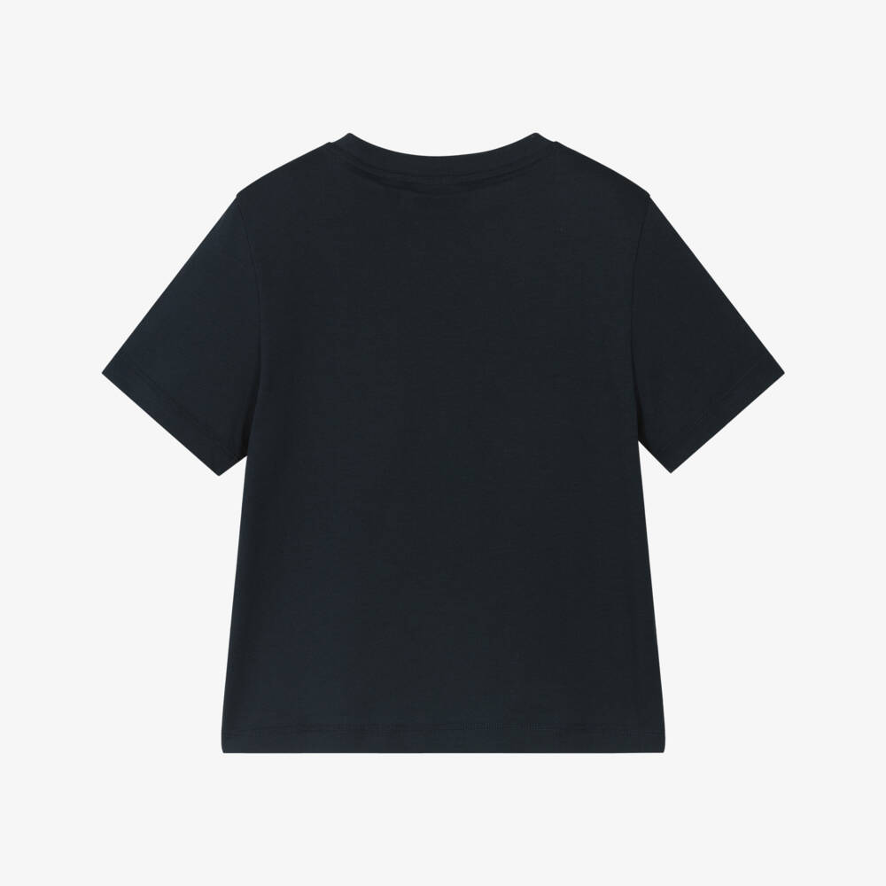 EA7 Emporio Armani-Boys Navy Cotton Tee with Logo | Childrensalon Outlet