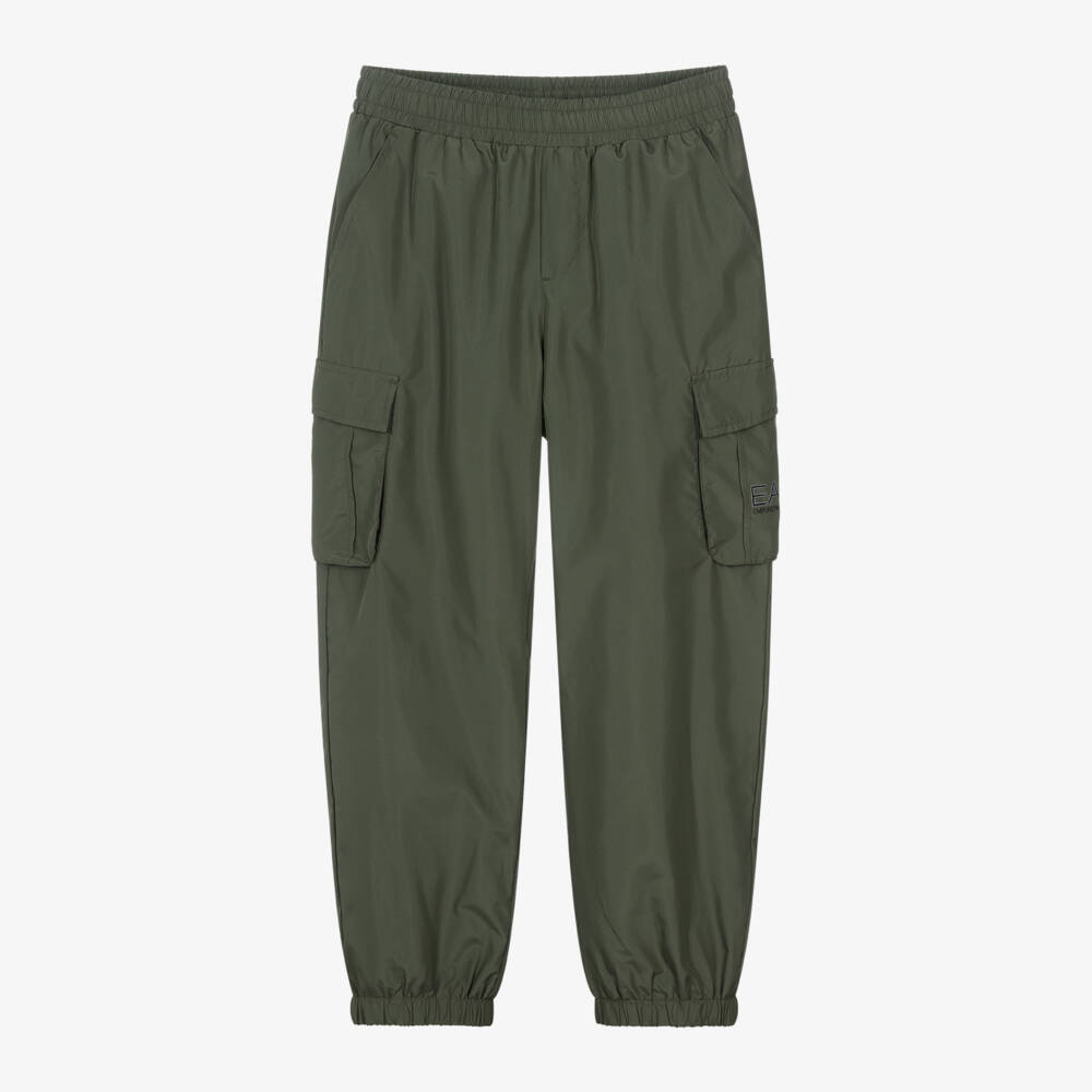 EA7 Emporio Armani-Boys Olive Cargo Trousers | Childrensalon Outlet