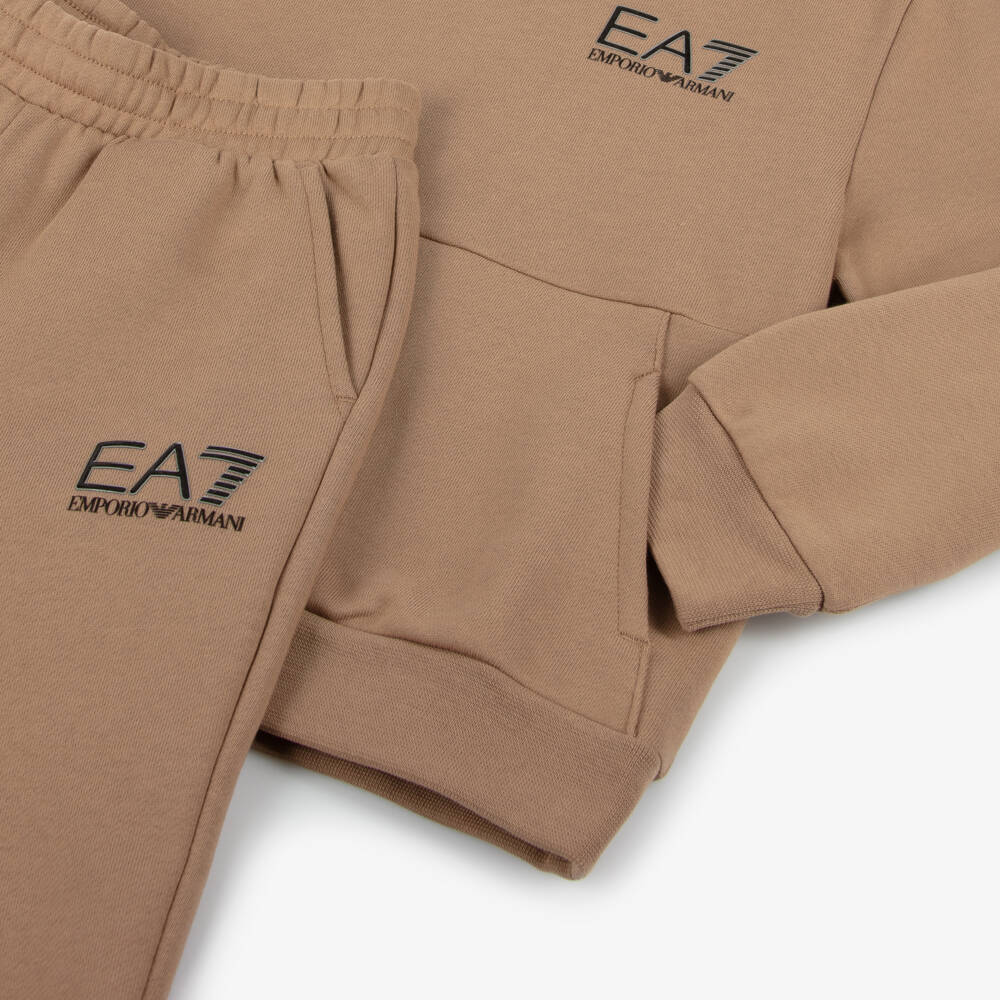 EA7 Emporio Armani-Boys Sand-Hued Cotton Ensemble | Childrensalon Outlet