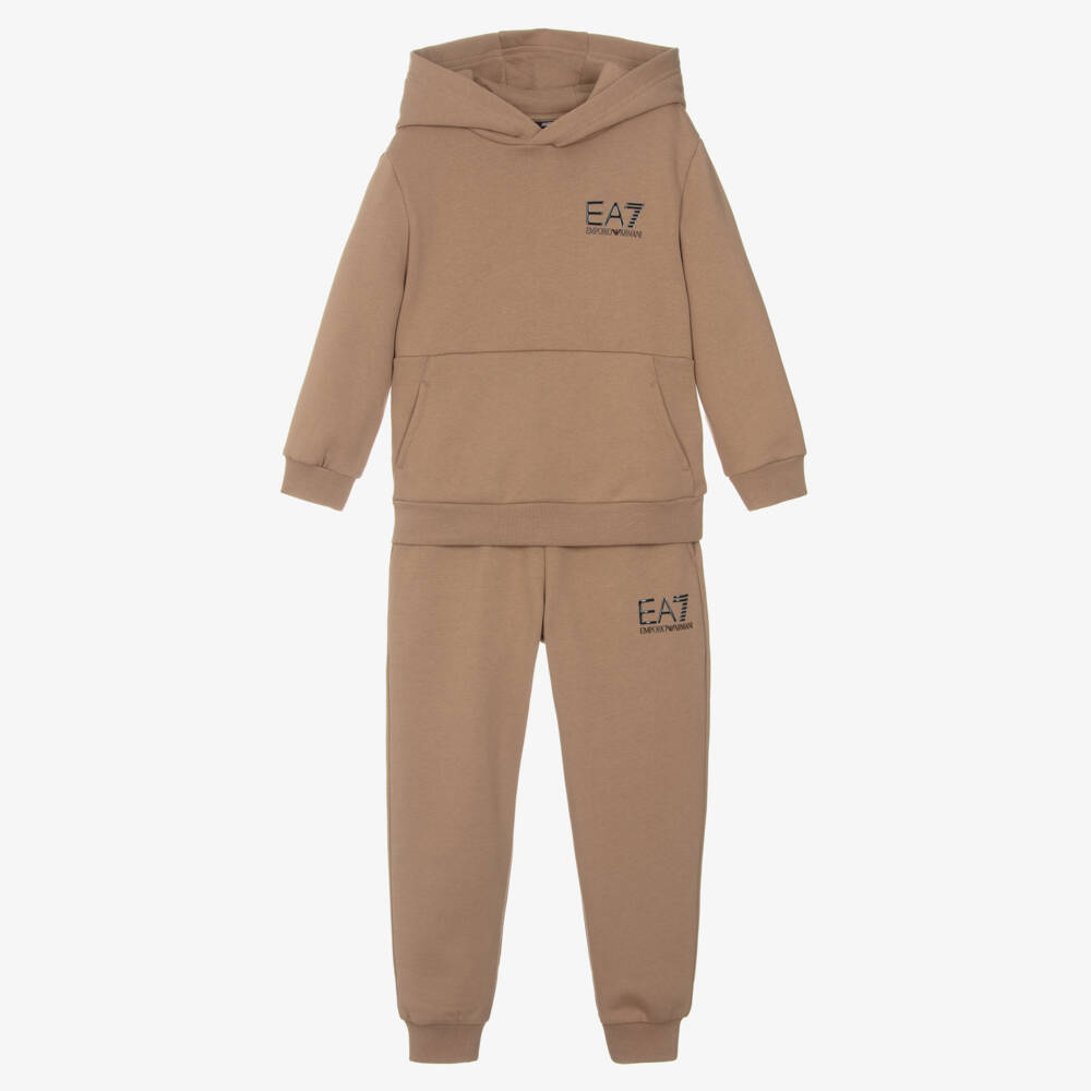 EA7 Emporio Armani-Boys Sand-Hued Cotton Ensemble | Childrensalon Outlet
