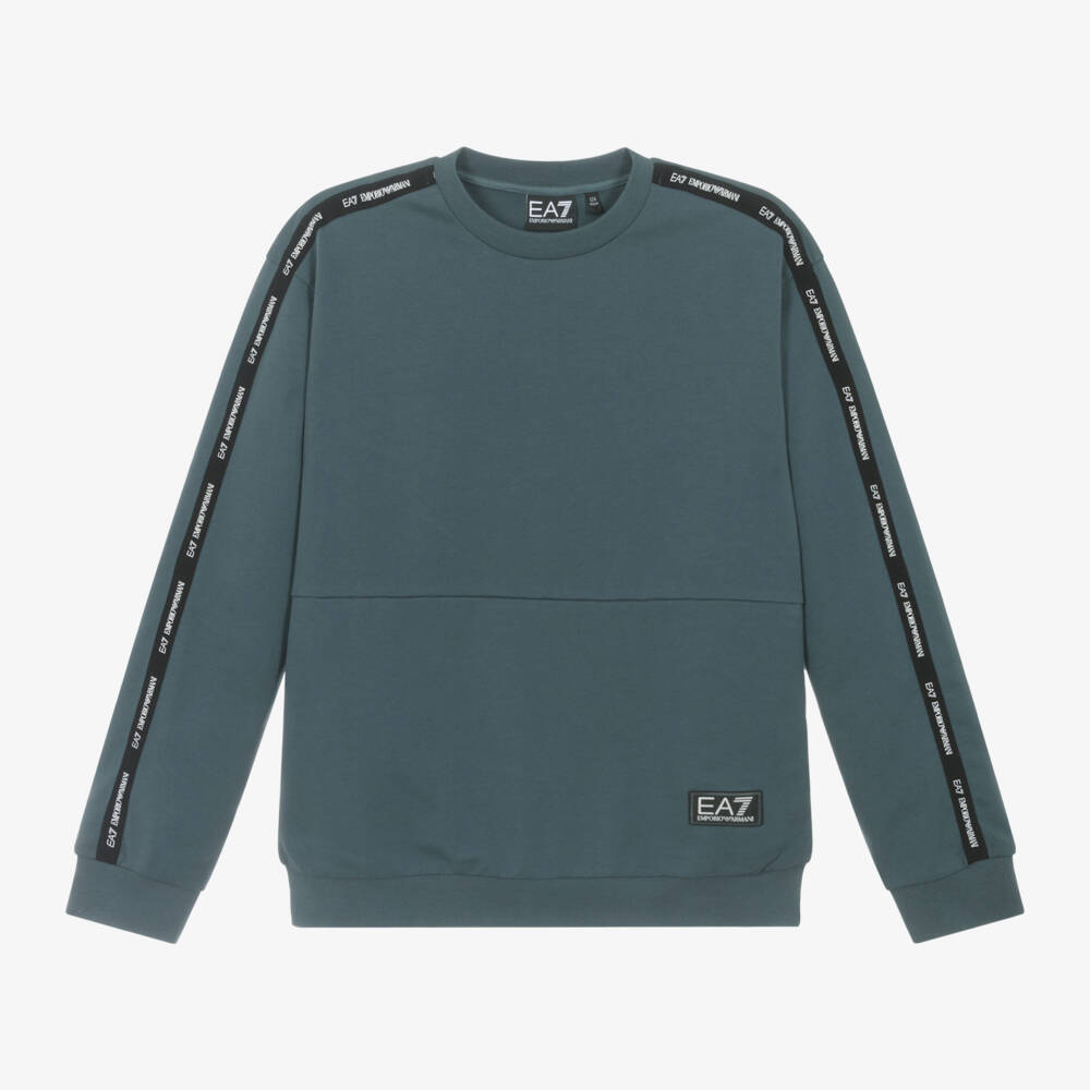 EA7 Emporio Armani-Синий хлопковый пуловер для мальчиков | Childrensalon Outlet