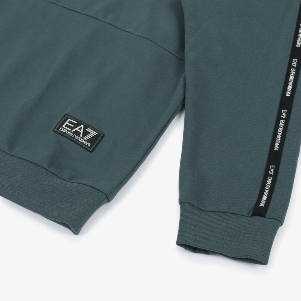 EA7 Emporio Armani-Boys Slate Blue Cotton Pullover | Childrensalon Outlet