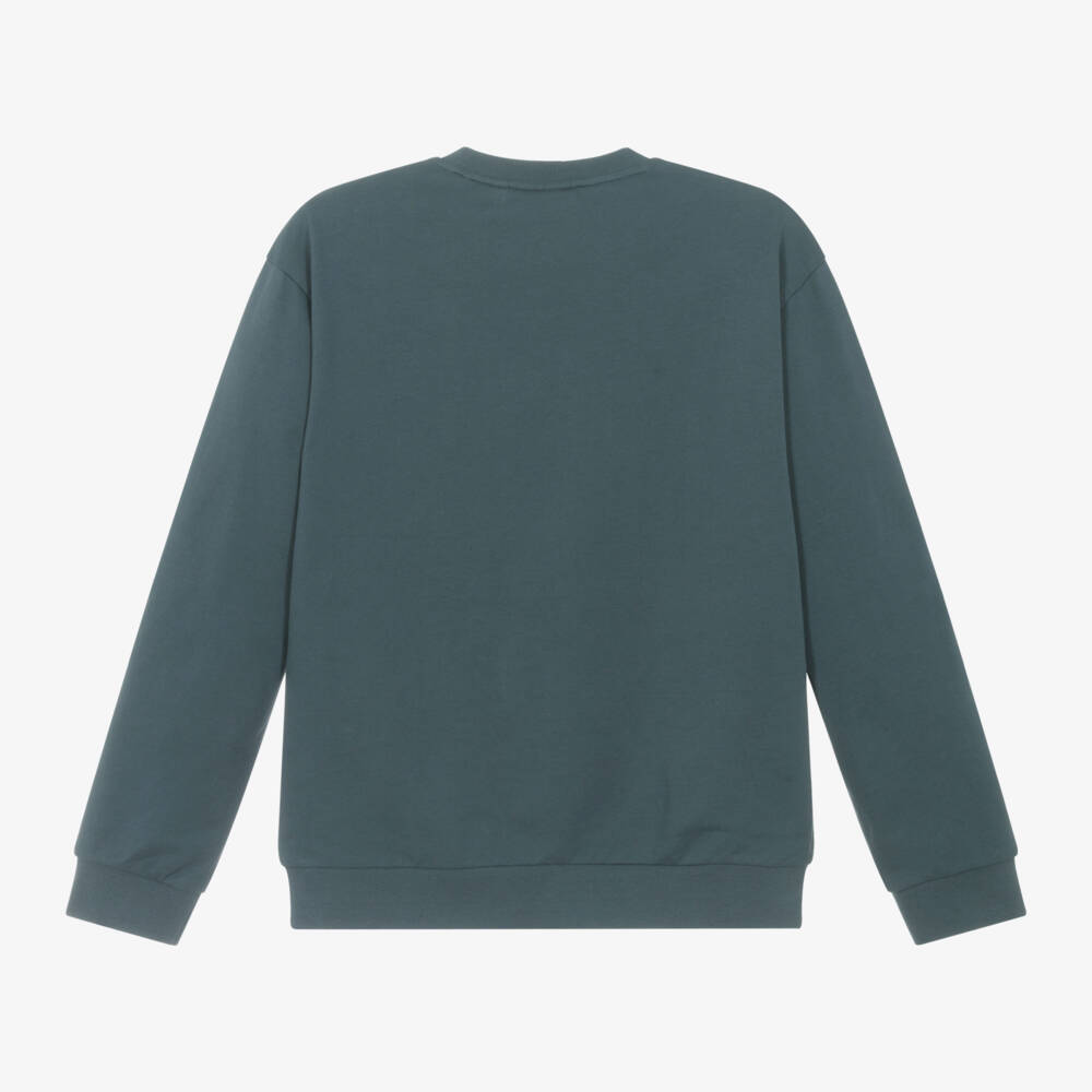 EA7 Emporio Armani-Boys Slate Blue Cotton Pullover | Childrensalon Outlet
