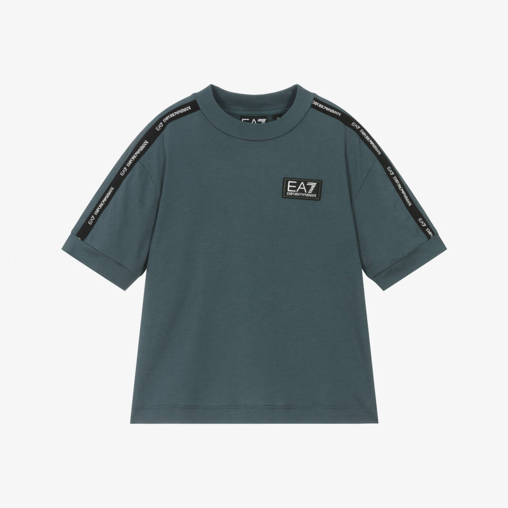 EA7 Emporio Armani-Футболка из хлопка сланцевого цвета для мальчиков | Childrensalon Outlet