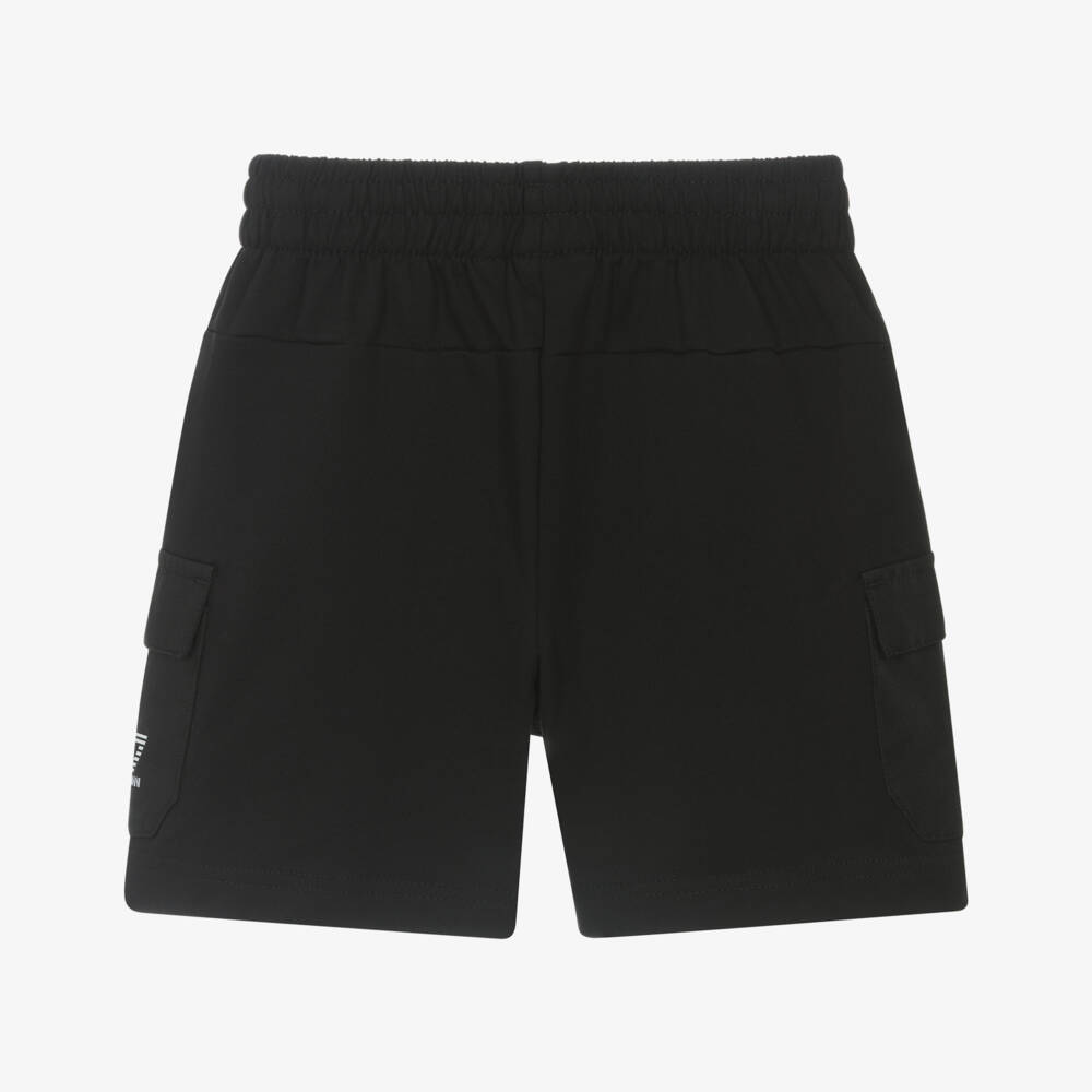EA7 Emporio Armani-Boys Sleek Black Cargo Shorts | Childrensalon Outlet