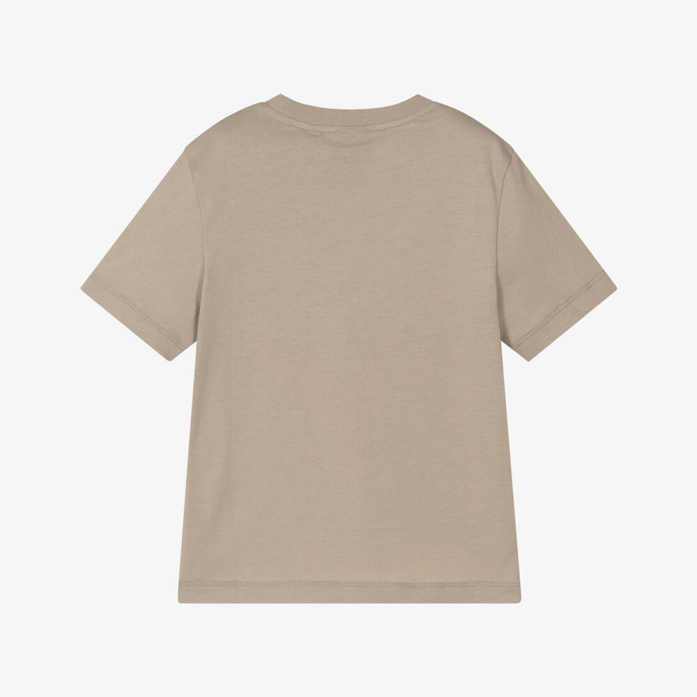 EA7 Emporio Armani-Boys Soft Beige Cotton Tee | Childrensalon Outlet