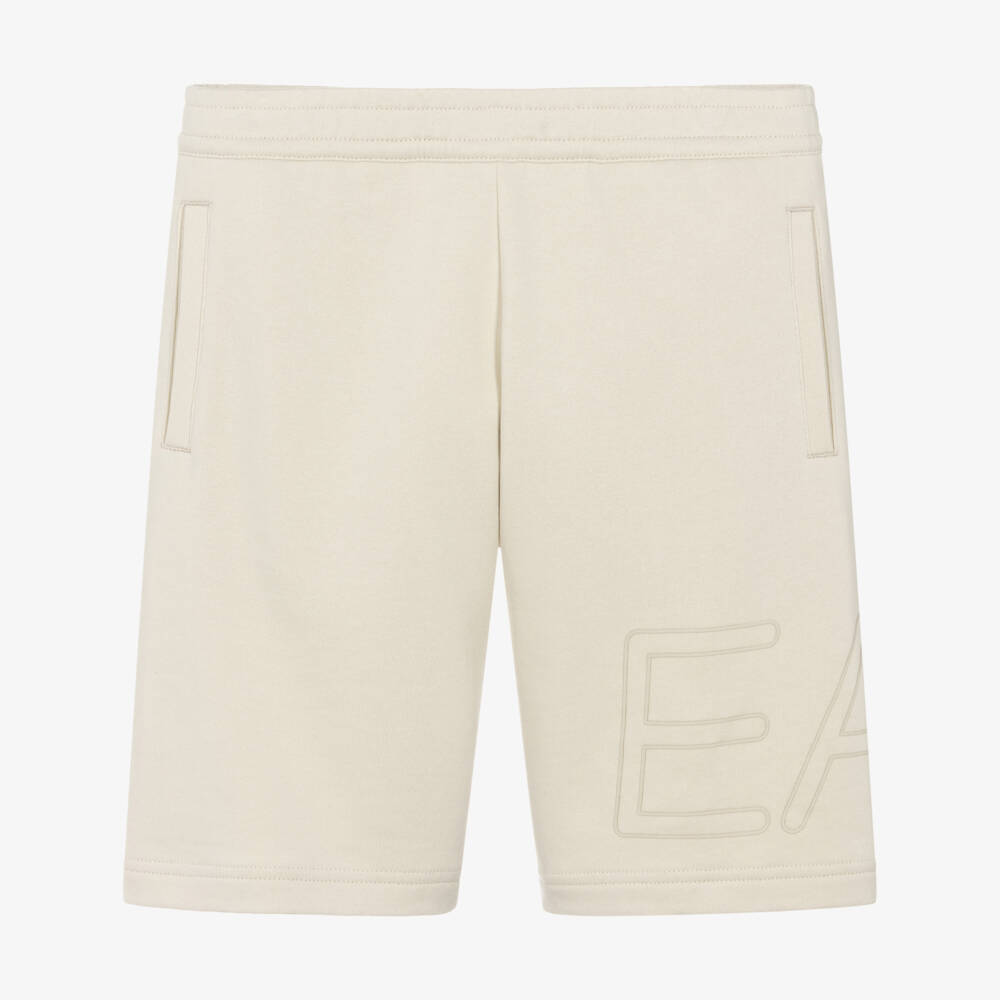 EA7 Emporio Armani-Boys Soft Beige Jersey Shorts | Childrensalon Outlet