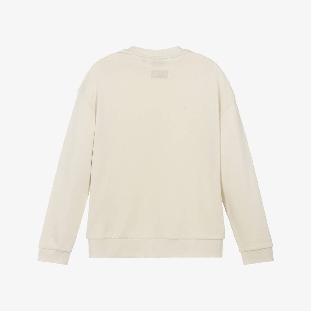 EA7 Emporio Armani-Boys Soft Beige Jersey Top | Childrensalon Outlet