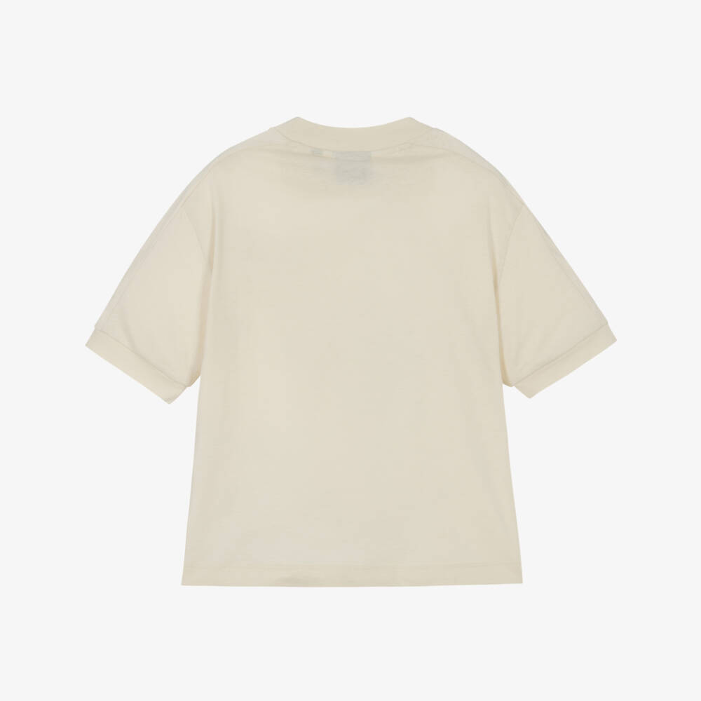 EA7 Emporio Armani-Boys Soft Ivory Cotton Tee | Childrensalon Outlet