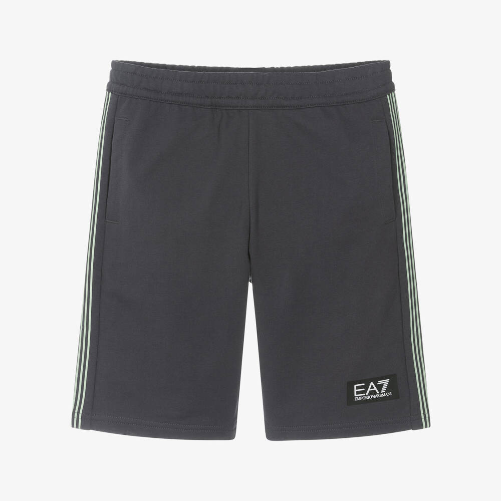 EA7 Emporio Armani-Boys Sporty Grey Knit Shorts | Childrensalon Outlet