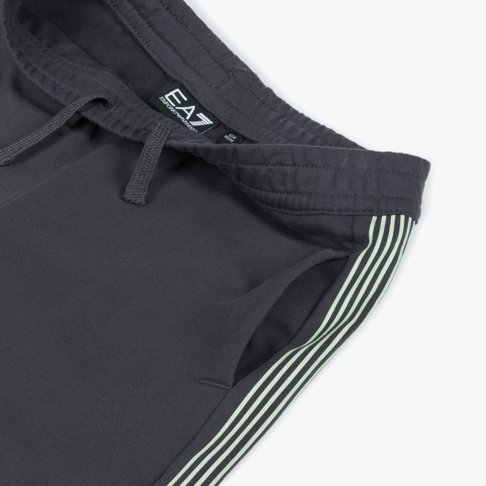 EA7 Emporio Armani-Boys Sporty Grey Knit Shorts | Childrensalon Outlet
