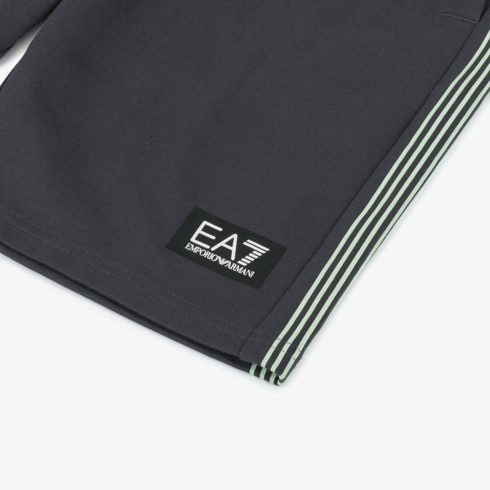EA7 Emporio Armani-Boys Sporty Grey Knit Shorts | Childrensalon Outlet