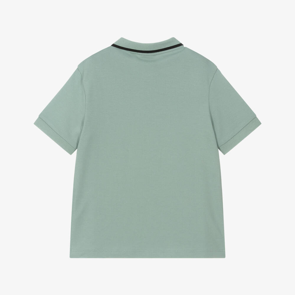 EA7 Emporio Armani-Boys Stretchy Green Polo Top | Childrensalon Outlet