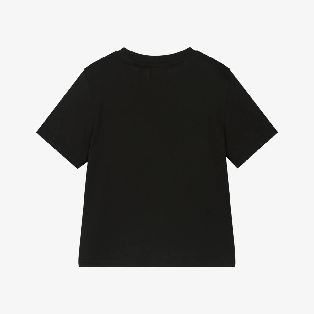 EA7 Emporio Armani-Boys Stylish Black Cotton Tee | Childrensalon Outlet