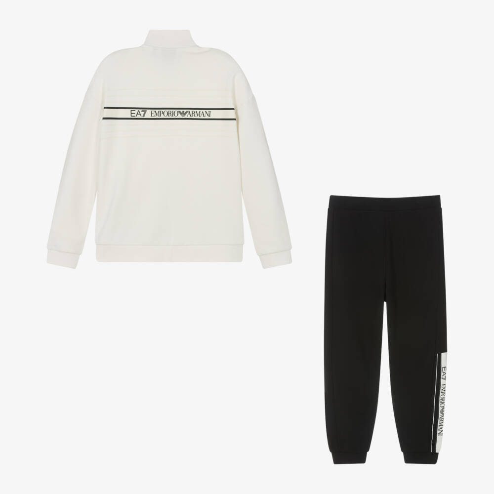 EA7 Emporio Armani-Boys Two-Tone Logo Cotton Tracksuit | Childrensalon Outlet