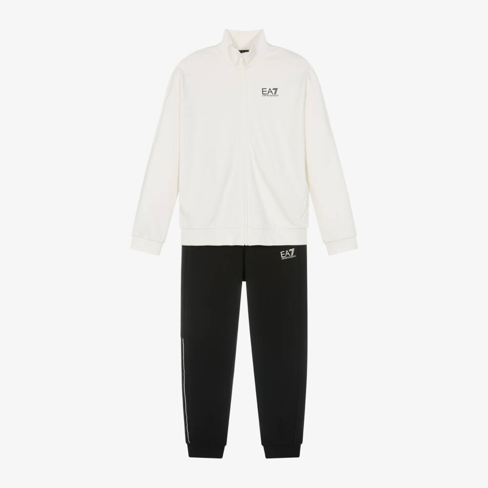 EA7 Emporio Armani-Детский костюм из хлопка с логотипом для мальчиков двухцветный | Childrensalon Outlet