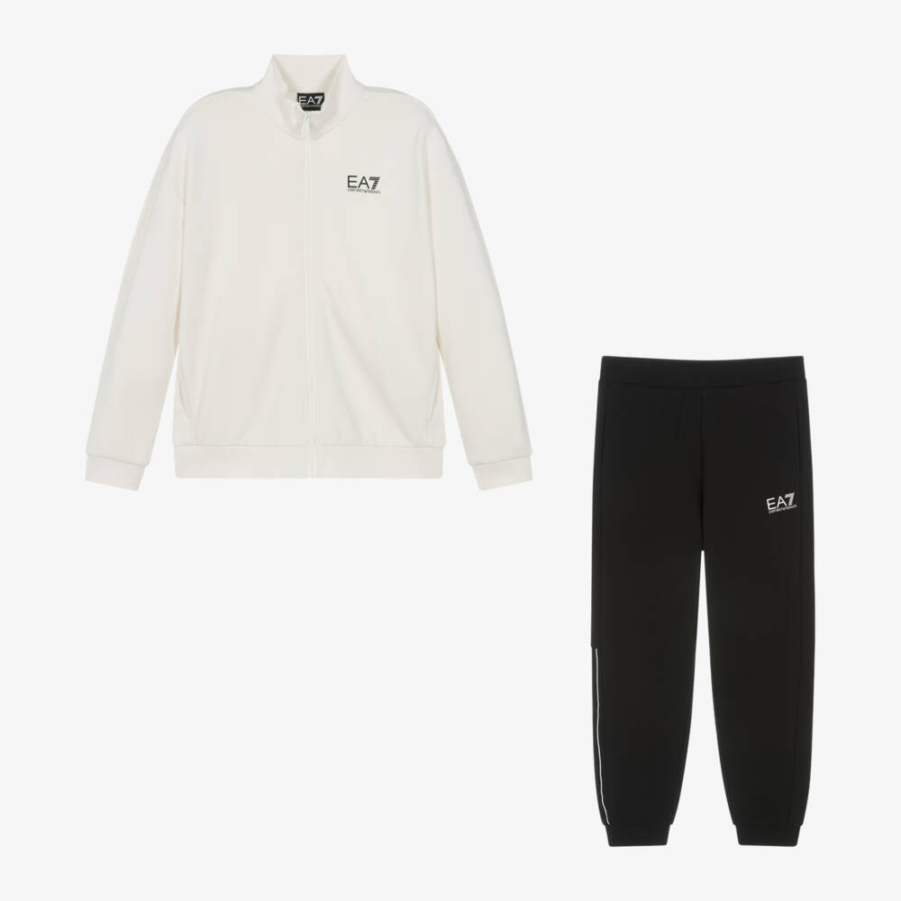 EA7 Emporio Armani-Boys Two-Tone Logo Cotton Tracksuit | Childrensalon Outlet